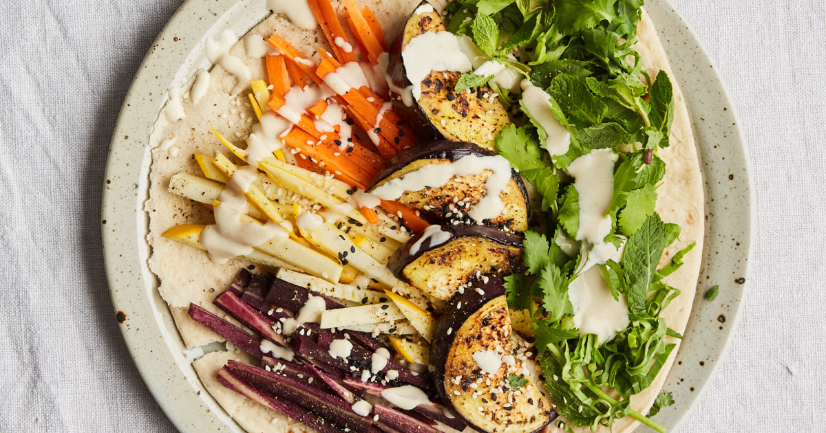 Flat Bread with Aubergine and Raw Veg Detox Kitchen