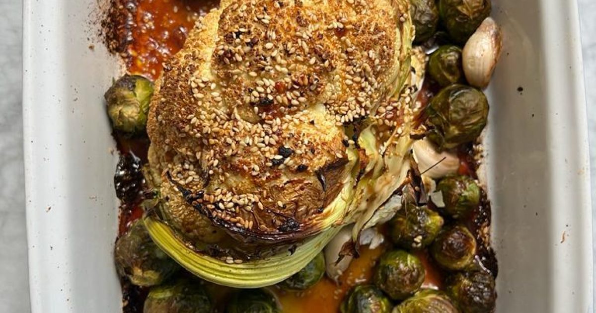 Miso Brussel Sprout and Cauli Bake | Detox Kitchen