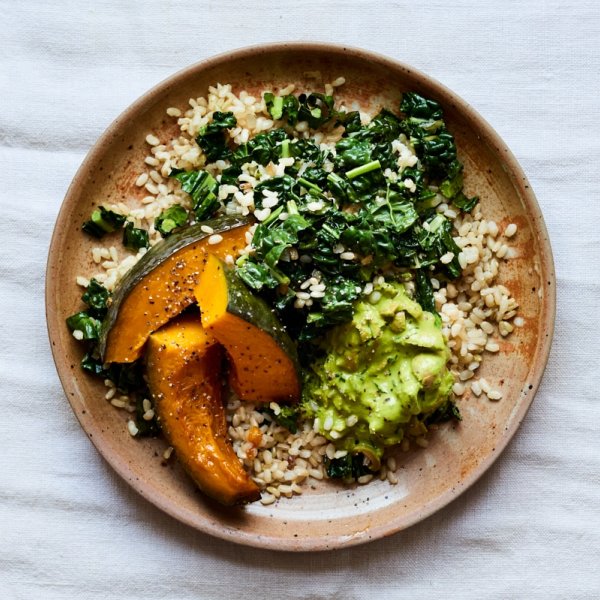 Roasted Delica Squash with Braised Kale