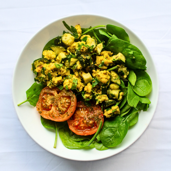 Chickpea Scramble with Pesto