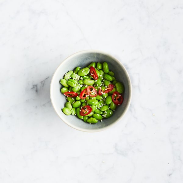 Edamame with pickled chilli