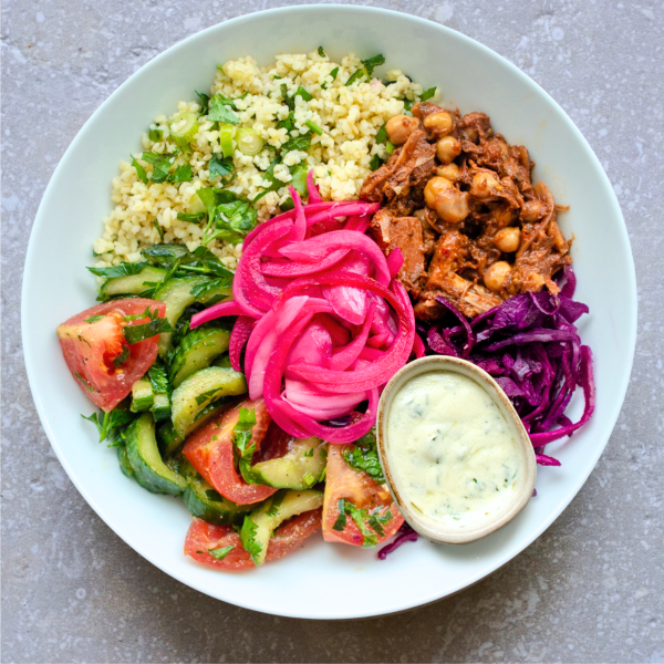 Jackfruit Shawarma with Bulgur Tabbouleh