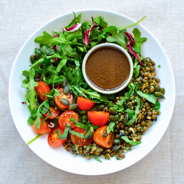 Olive and Almond Pesto Lentils