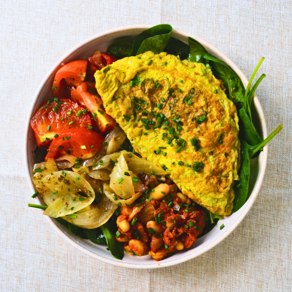 Vegan Courgette and Roast Tomato Omelette