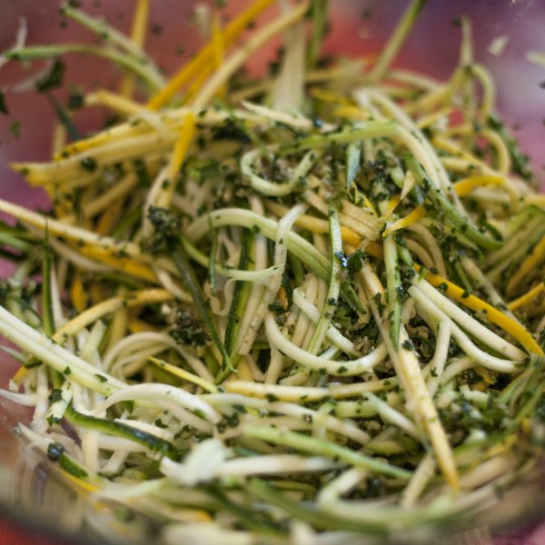 Courgetti with Sunflower Seed and Basil Pesto