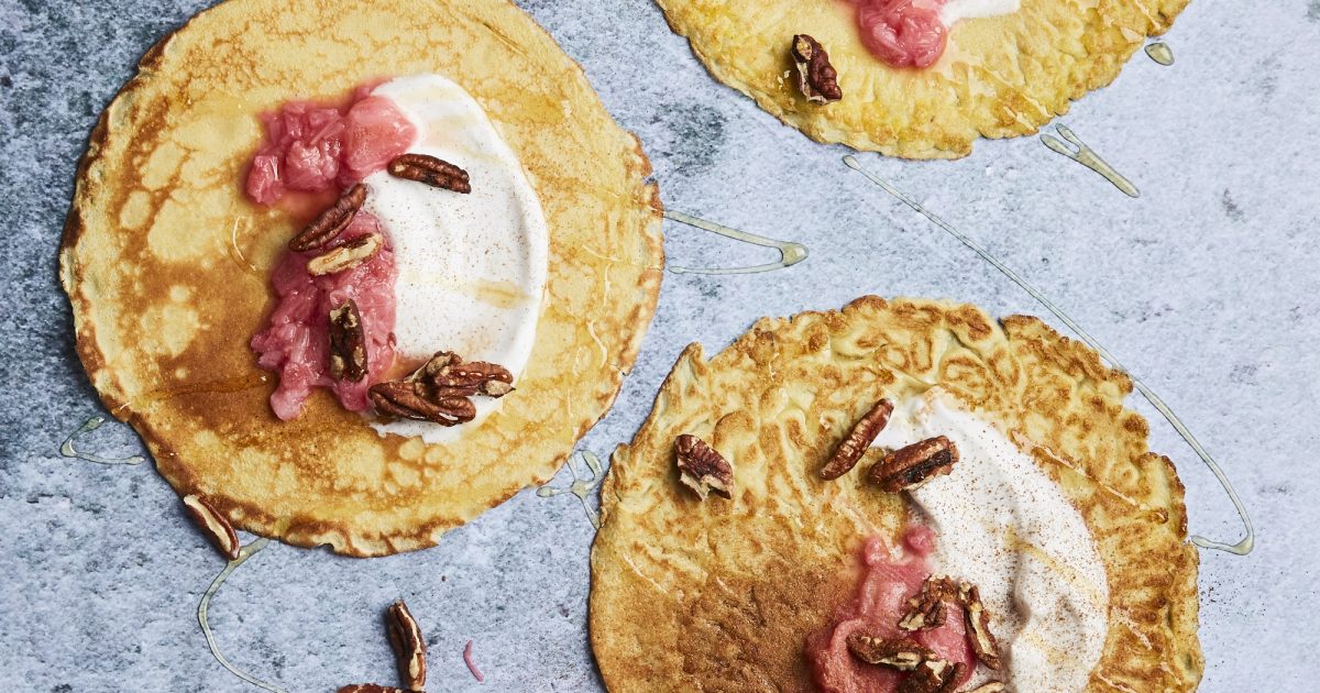 Crepes with coconut yoghurt, rhubarb and orange… | Detox Kitchen