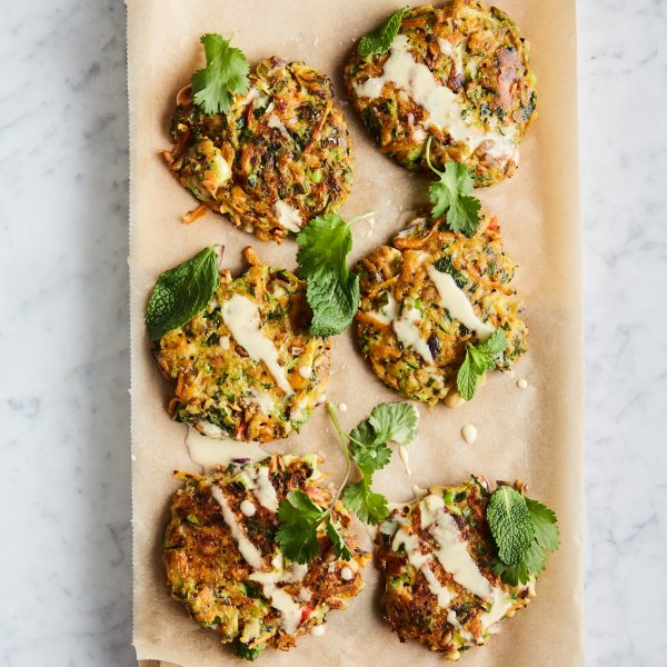 Herb Fritters with Tahini Dressing