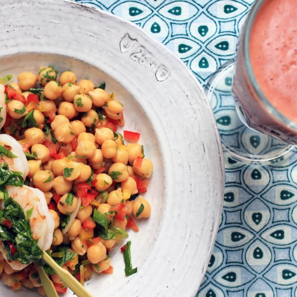 King Prawns and Chickpea salad