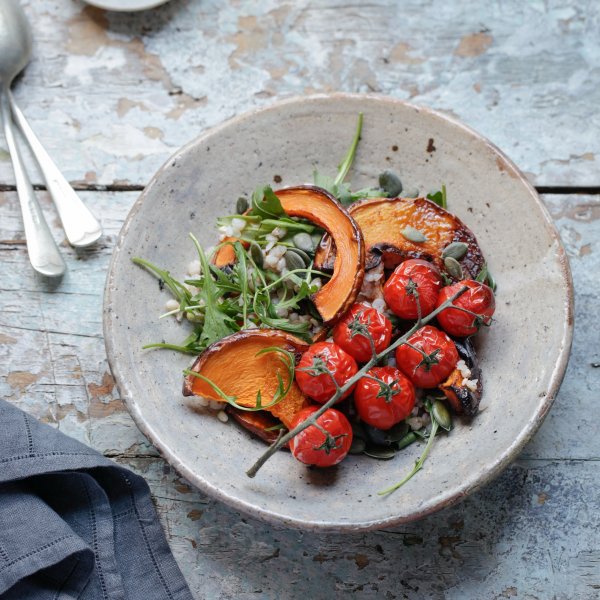 Roasted Vegetables with Basil and Rocket Salad
